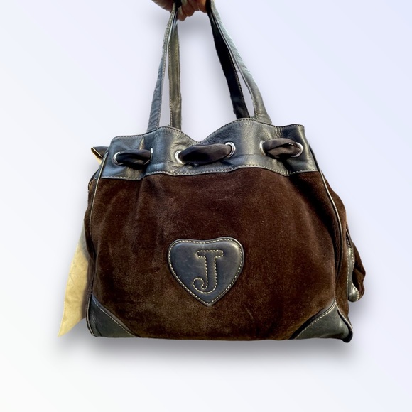 Vtg Y2k Juicy Couture Daydreamer Scottie Dog Crest Black Brown Shoulder Bag Tote - Picture 5 of 10